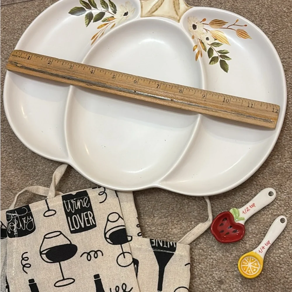 Hobby Lobby Storage crate White Pumpkin Serving Platter Wine Lover Apron Measure
